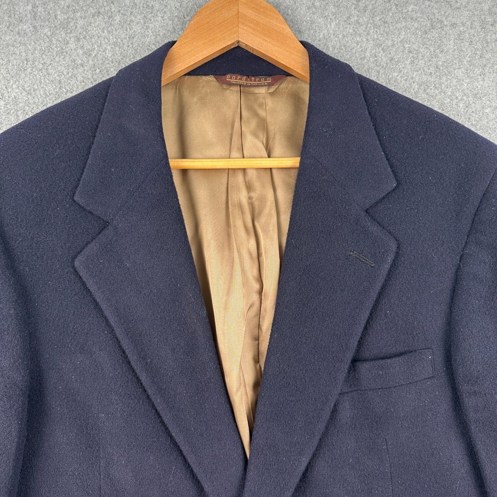 Nordstrom Blazer Mens 42R Blue 100% Pure Cashmere Sport Coat USA Made Vintage